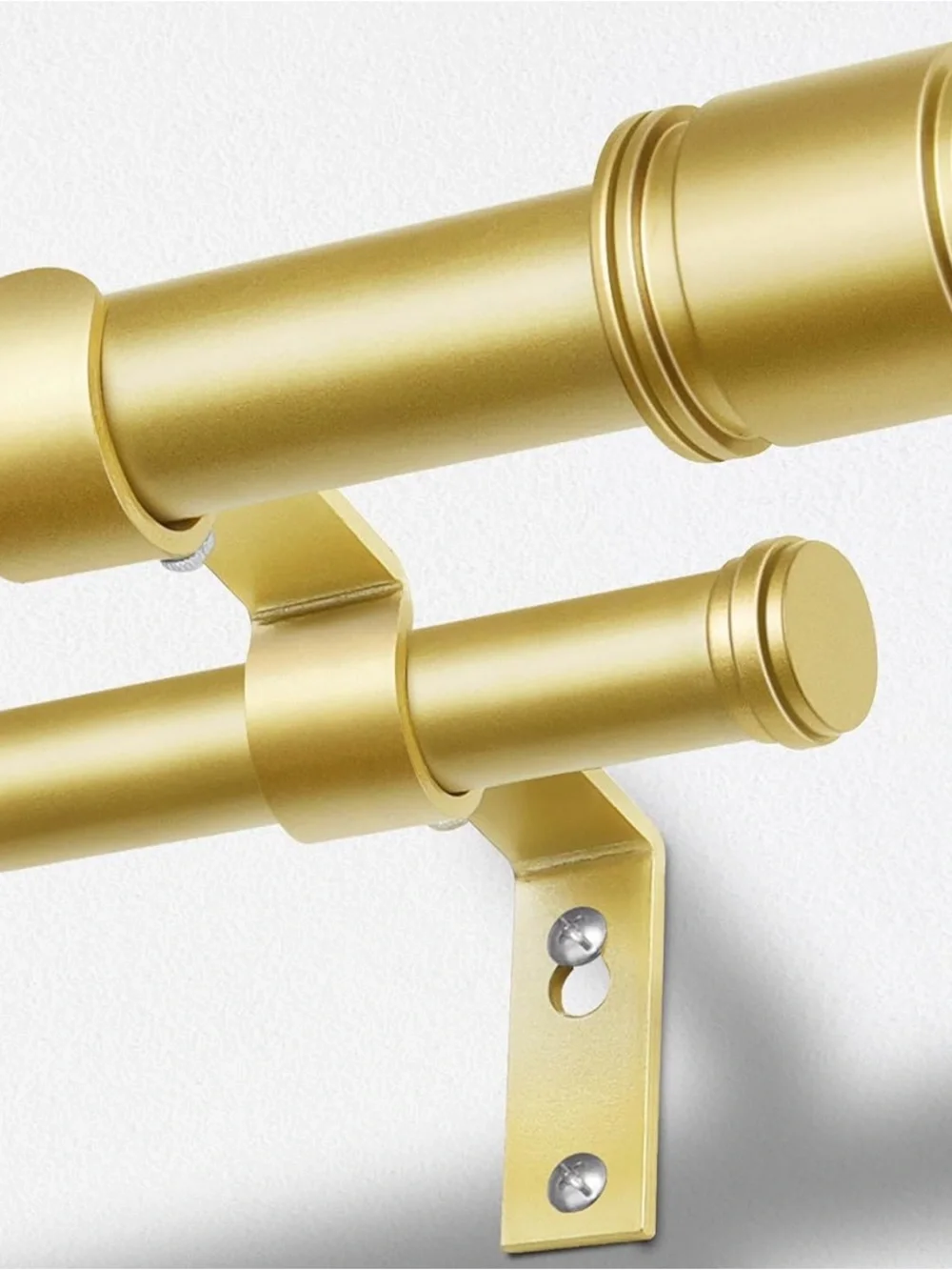 HOTOZON 32-86in Telescoping Curtain Rod 1in Dia Gold Metal Wall Mount Set
